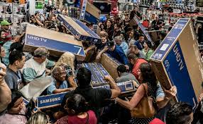 A Shopping Mall Gets Very Packed  During The Black Friday Holiday 