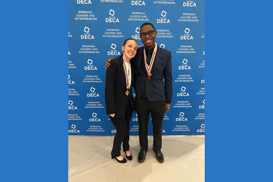 Heidi Urban and Drake Hollins while at the DECA conference in Detroit, Michigan.